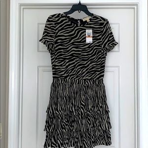 Michael Kors Tiger-Print Georgette Tiered Dress